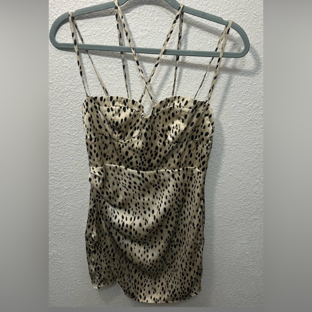 Zara Cream and Black Spotted Mini Dress